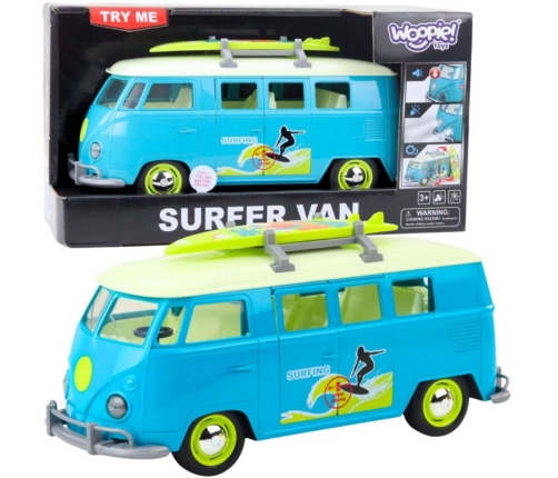 WOOPIE Samochód Bus Surfing Klasyczny Niebieski Ze Światłem I Dźwiękiem Model