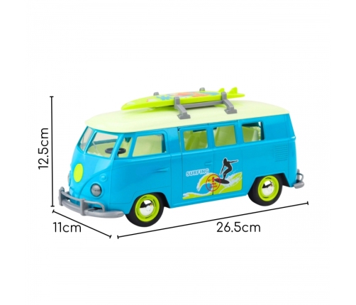 WOOPIE Samochód Bus Surfing Klasyczny Niebieski Ze Światłem I Dźwiękiem Model
