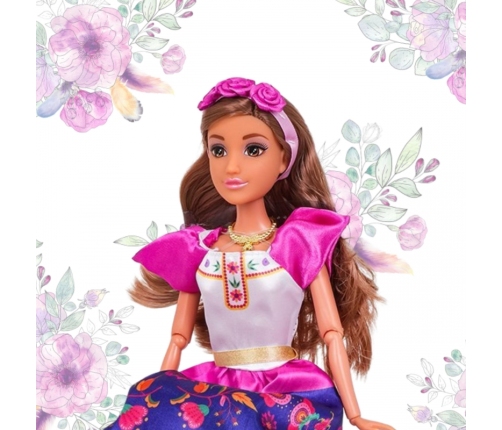 WOOPIE ROYAL Lalki Kobiety Świata Lily Meksykanka Tradycyjny Strój Kwietny Wzór