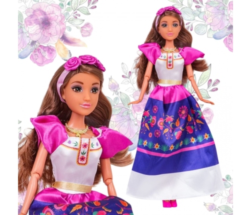 WOOPIE ROYAL Lalki Kobiety Świata Lily Meksykanka Tradycyjny Strój Kwietny Wzór