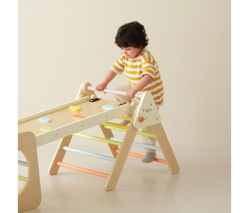 CLASSIC WORLD Drewniany Zestaw Wspinaczkowy Trójkąt Montessori 5w1 - Plac Zabaw Siłownia Indoor dla Dzieci