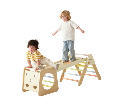 CLASSIC WORLD Drewniany Zestaw Wspinaczkowy Trójkąt Montessori 5w1 - Plac Zabaw Siłownia Indoor dla Dzieci