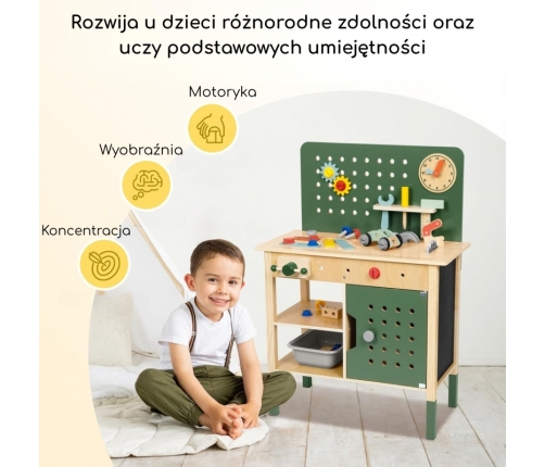 WOOPIE GREEN Drewniany Warsztat STEM Zestaw z Narzędziami