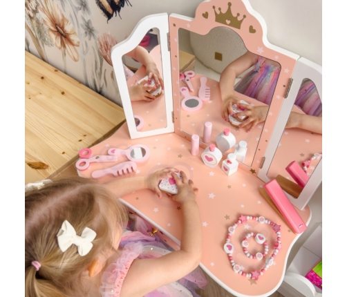 WOOPIE GREEN Drewniana Toaletka z Lustrem i Akcesoriami