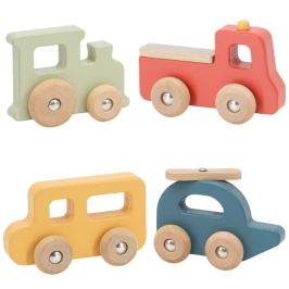 VIGA Zestaw Drewnianych Kolorowych Pojazdów 4szt. z Serii PolarB VIGA Zestaw Drewnianych Kolorowych Pojazdów 4szt. z Serii PolarB