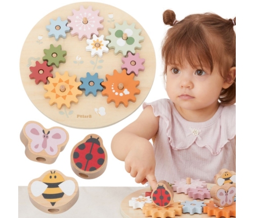 VIGA PolarB Drewniane Kolorowe Koła Zębate Montessori