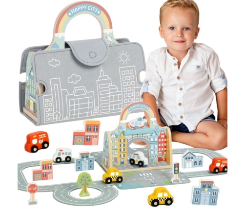 TOOKY TOY Zestaw Mini Miasto Przenośny Zestaw Torba Samochody