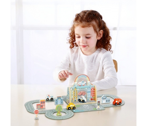 TOOKY TOY Zestaw Mini Miasto Przenośny Zestaw Torba Samochody