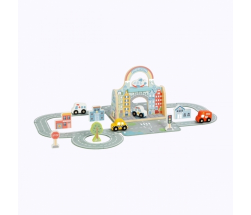 TOOKY TOY Zestaw Mini Miasto Przenośny Zestaw Torba Samochody