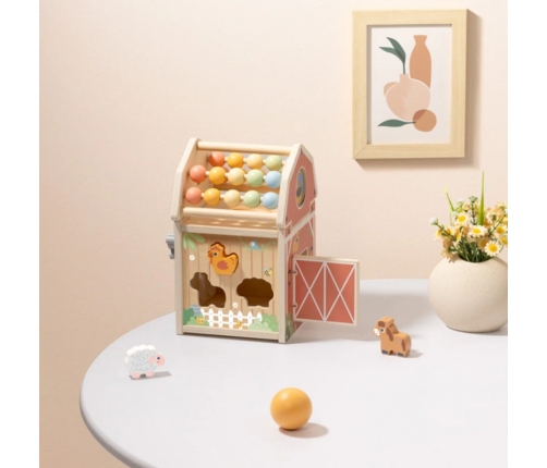 TOOKY TOY Drewniana Stodoła Aktywności Sorter Liczydło Montessori
