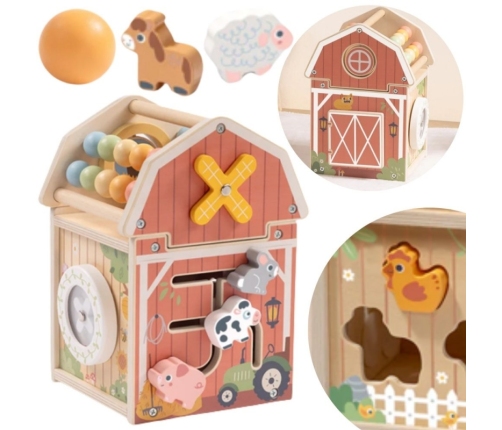 TOOKY TOY Drewniana Stodoła Aktywności Sorter Liczydło Montessori