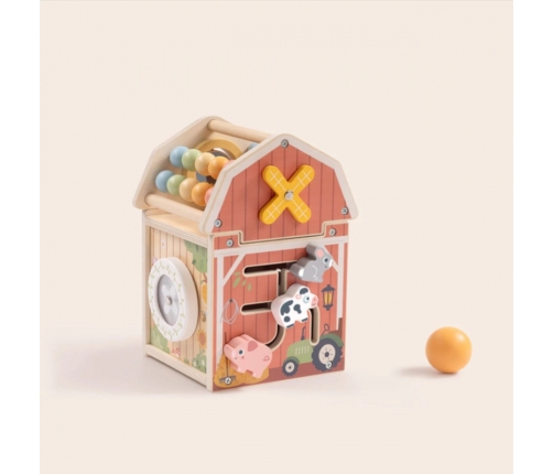 TOOKY TOY Drewniana Stodoła Aktywności Sorter Liczydło Montessori