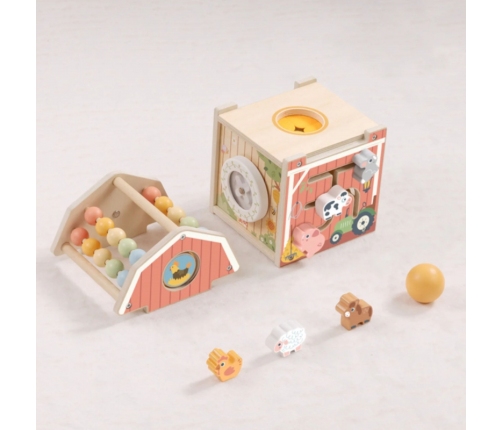 TOOKY TOY Drewniana Stodoła Aktywności Sorter Liczydło Montessori