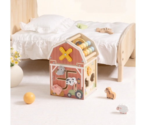 TOOKY TOY Drewniana Stodoła Aktywności Sorter Liczydło Montessori