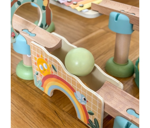 WOOPIE GREEN Drewniany Tor Kulkowy z Efektami Dźwiękowymi Cymbałki FSC