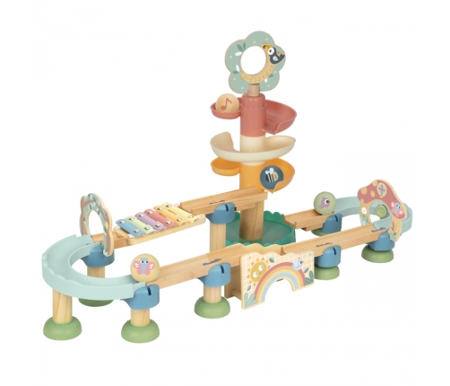 WOOPIE GREEN Drewniany Tor Kulkowy z Efektami Dźwiękowymi Cymbałki FSC