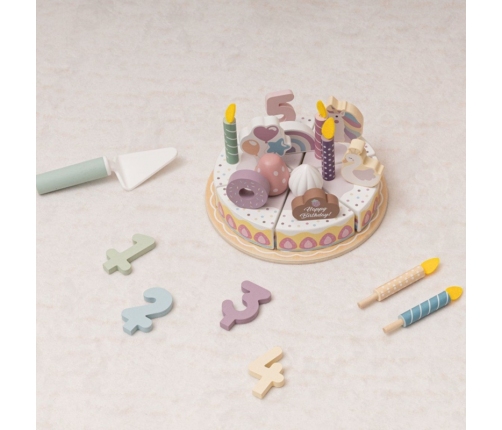 TOOKY TOY Drewniany Tort Urodzinowy Krajalny Na Rzepy