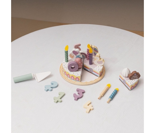 TOOKY TOY Drewniany Tort Urodzinowy Krajalny Na Rzepy