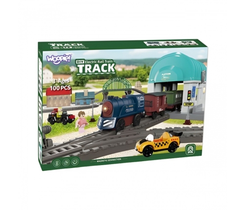 WOOPIE Pociąg Elektryczny Kolejka Tor XXL Ciuchcia Lokomotywa Zestaw Miasteczko 108 el.