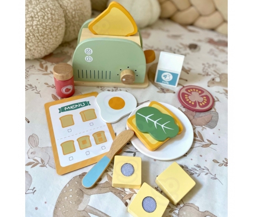 WOOPIE GREEN Drewniany Toster Zestaw Śniadaniowy z Akcesoriami 14 el. FSC