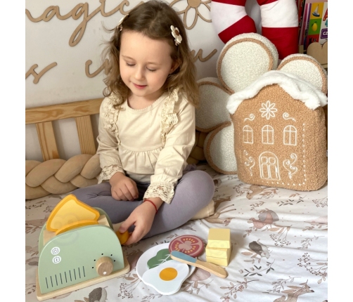 WOOPIE GREEN Drewniany Toster Zestaw Śniadaniowy z Akcesoriami 14 el. FSC