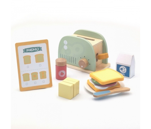 WOOPIE GREEN Drewniany Toster Zestaw Śniadaniowy z Akcesoriami 14 el. FSC