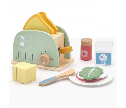 WOOPIE GREEN Drewniany Toster Zestaw Śniadaniowy z Akcesoriami 14 el. FSC