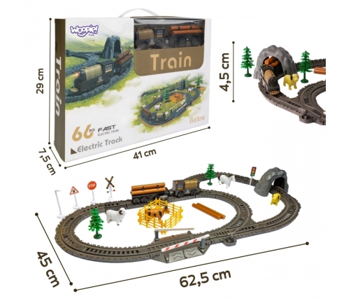 WOOPIE Kolejka Elektryczna Lokomotywa Retro Farma Tor XL 66 el.