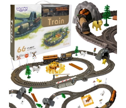 WOOPIE Kolejka Elektryczna Lokomotywa Retro Farma Tor XL 66 el.