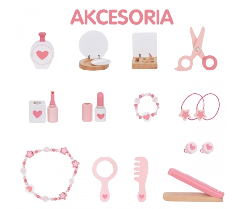 WOOPIE GREEN Drewniana Toaletka z Lustrem i Akcesoriami