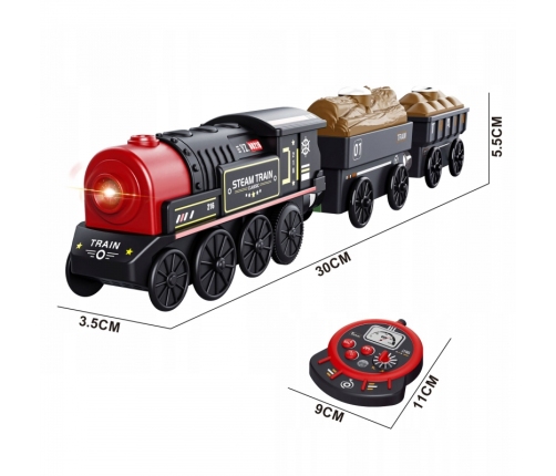 WOOPIE Lokomotywa Elektryczna Zdalnie Sterowana Kolejka Retro Wagony 4 el.