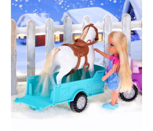 WOOPIE ROYAL Lalka Niki Zestaw z Koniem Samochodem i Przyczepą