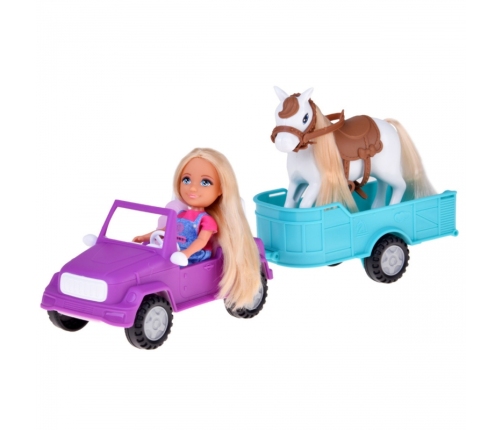 WOOPIE ROYAL Lalka Niki Zestaw z Koniem Samochodem i Przyczepą