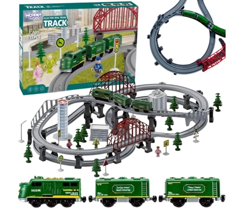 WOOPIE Nowoczesna Kolejka Elektryczna Tor XXL Lokomotywa Cargo Zestaw 128 el.