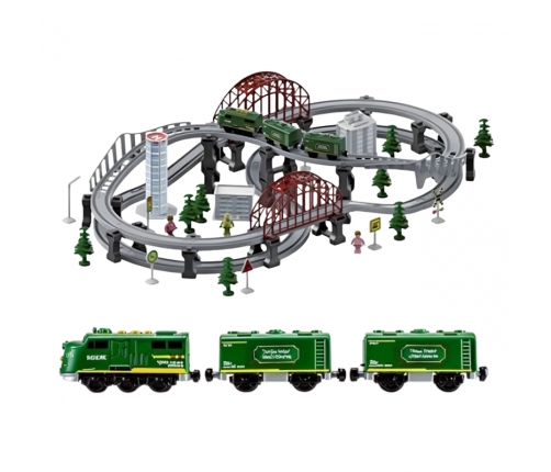 WOOPIE Nowoczesna Kolejka Elektryczna Tor XXL Lokomotywa Cargo Zestaw 128 el.