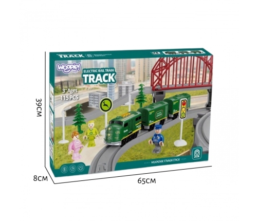 WOOPIE Nowoczesna Kolejka Elektryczna Tor XXL Lokomotywa Cargo Zestaw 128 el.