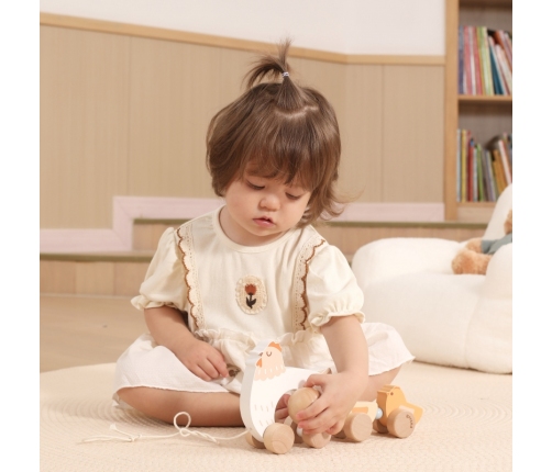 VIGA PolarB Drewniana Kurka z Pisklętami do Ciągnięcia