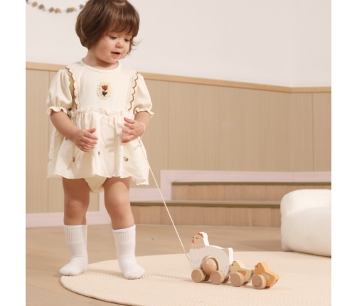 VIGA PolarB Drewniana Kurka z Pisklętami do Ciągnięcia