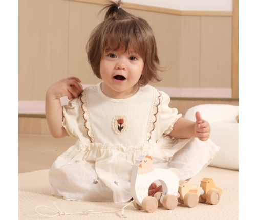 VIGA PolarB Drewniana Kurka z Pisklętami do Ciągnięcia