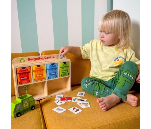 TOOKY TOY Drewniane Centrum Recyklingu Edukacyjny Sorter
