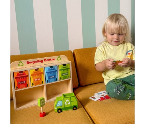 TOOKY TOY Drewniane Centrum Recyklingu Edukacyjny Sorter