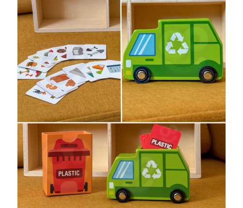 TOOKY TOY Drewniane Centrum Recyklingu Edukacyjny Sorter