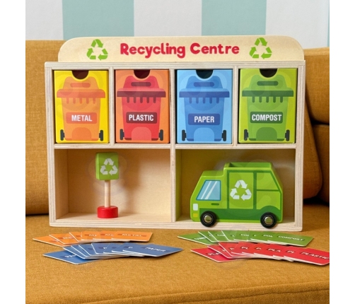 TOOKY TOY Drewniane Centrum Recyklingu Edukacyjny Sorter