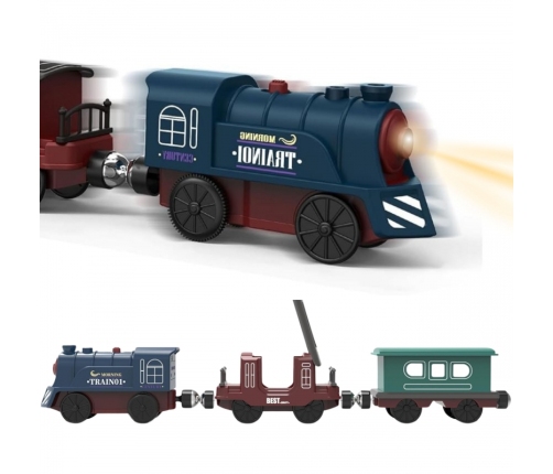 WOOPIE Elektryczna Kolejka Tor Retro Ciuchcia Lokomotywa + 2 Wagony – Zestaw 76 el.