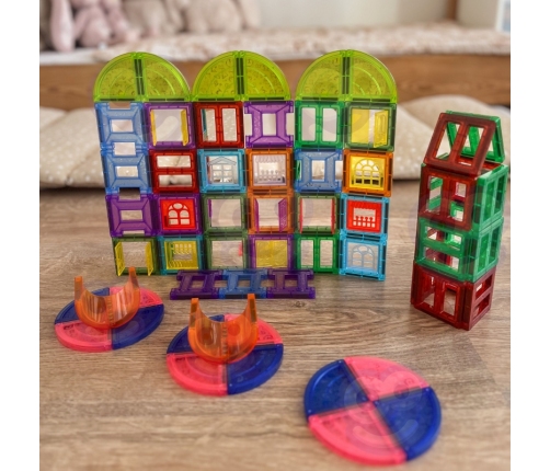 WOOPIE Klocki Magnetyczne Konstrukcyjne 3D Zestaw Edukacyjny Zamek 100el.