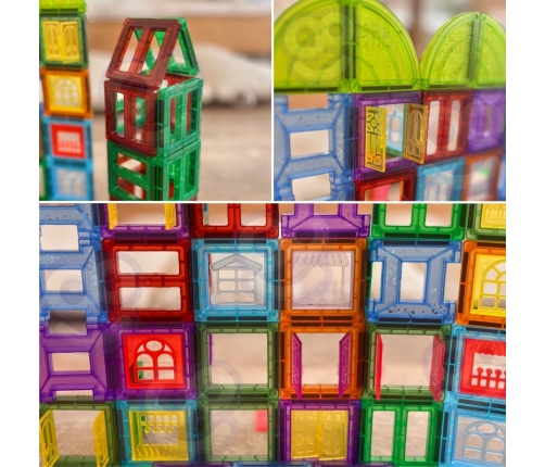 WOOPIE Klocki Magnetyczne Konstrukcyjne 3D Zestaw Edukacyjny Zamek 100el.