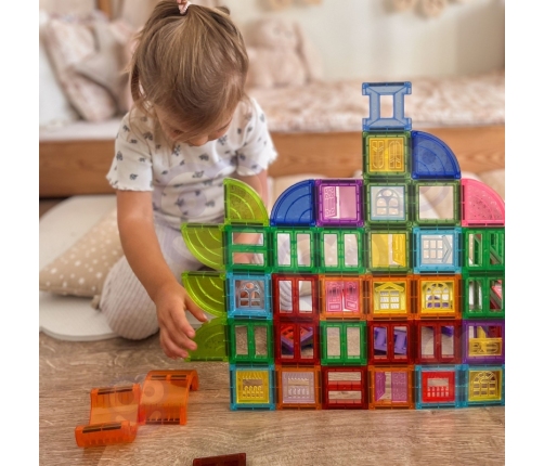 WOOPIE Klocki Magnetyczne Konstrukcyjne 3D Zestaw Edukacyjny Zamek 100el.