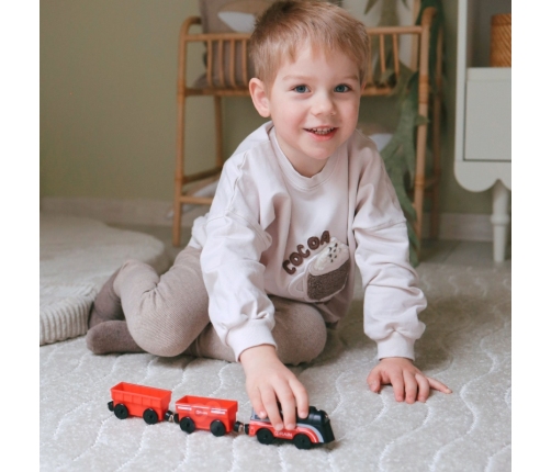 WOOPIE Zestaw Elektryczna Kolejka Lokomotywa Tor Farma Zwierzęta 70 el.