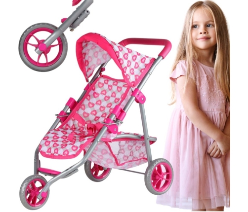 WOOPIE ROYAL Trójkołowa Spacerówka Wózek dla Lalek Serce Róż