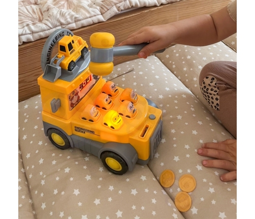 WOOPIE Gra Zręcznościowa Uderz Młotkiem Wbijak Plac Budowy z Akcesoriami